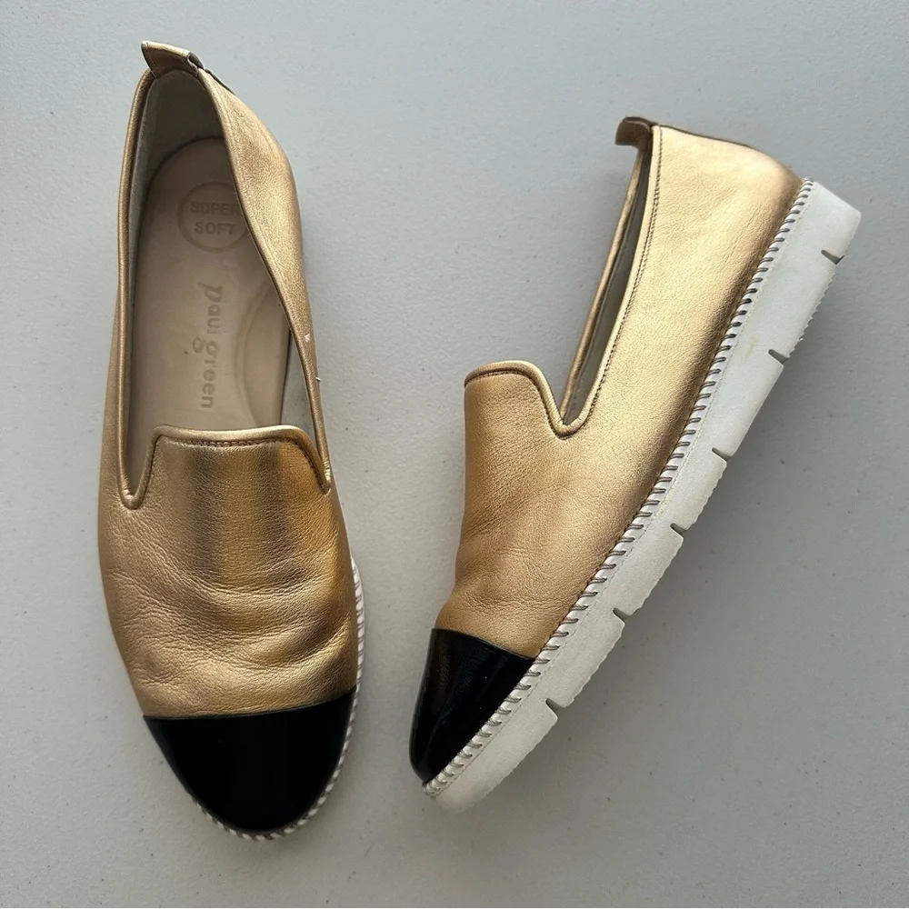 PAUL GREEN ‘Daniella’ Metallic Soft Leather Loafers Women’s Size 9.5 - Picture 2 of 12